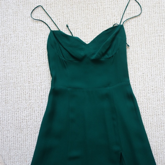 NEW Reformation Juliette Dress Emerald Green - Picture 8 of 16